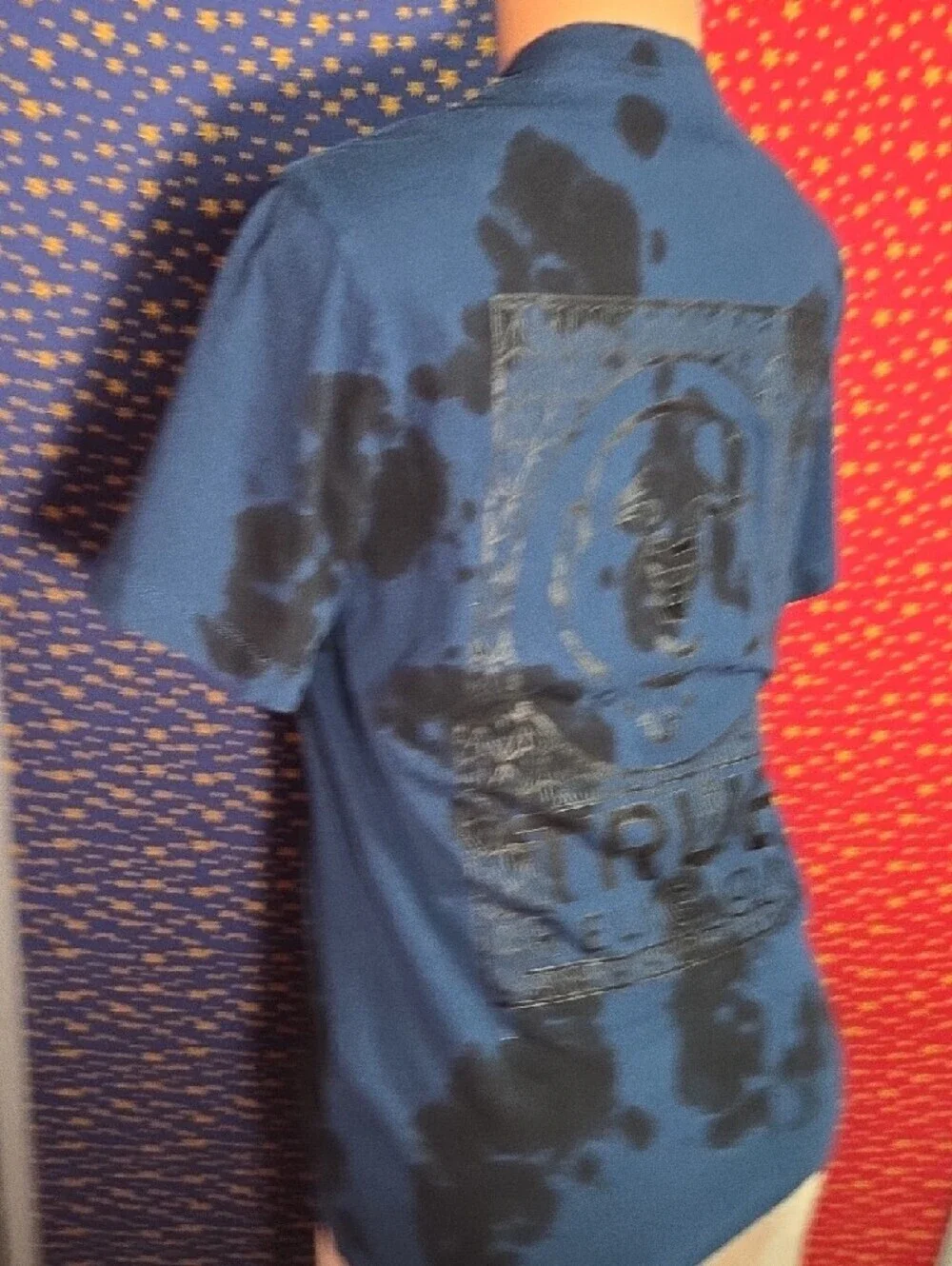 True Religion Blue and Black Tie-Dye Short Sleeve Tee